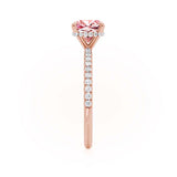 LIVELY - Chatham® Cushion Champagne Sapphire 18k Rose Gold Petite Hidden Halo Pavé Shoulder Set Ring