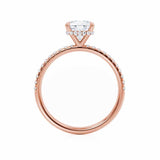 LIVELY - Cushion Natural Diamond 18k Rose Gold Petite Hidden Halo Pavé Shoulder Set Engagement Ring Lily Arkwright