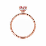 LIVELY - Chatham® Cushion Champagne Sapphire 18k Rose Gold Petite Hidden Halo Pavé Shoulder Set Ring