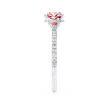 LIVELY - Chatham® Cushion Champagne Sapphire 950 Platinum Petite Hidden Halo Pavé Shoulder Set Ring