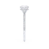 LIVELY - Cushion Natural Diamond 18k White Gold Petite Hidden Halo Pavé Shoulder Set Engagement Ring Lily Arkwright