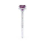 LIVELY - Chatham® Cushion Alexandrite 950 Platinum Petite Hidden Halo Pavé Shoulder Set Ring