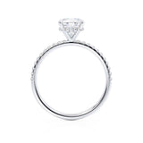 LIVELY - Cushion Natural Diamond 18k White Gold Petite Hidden Halo Pavé Shoulder Set Engagement Ring Lily Arkwright