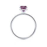 LIVELY - Chatham® Cushion Alexandrite 950 Platinum Petite Hidden Halo Pavé Shoulder Set Ring