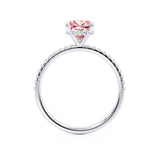 LIVELY - Chatham® Cushion Champagne Sapphire 950 Platinum Petite Hidden Halo Pavé Shoulder Set Ring