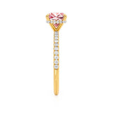 LIVELY - Chatham® Cushion Champagne Sapphire 18k Yellow Gold Petite Hidden Halo Pavé Shoulder Set Ring