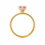 LIVELY - Chatham® Cushion Champagne Sapphire 18k Yellow Gold Petite Hidden Halo Pavé Shoulder Set Ring