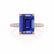 LIVELY - Emerald Blue Sapphire & Diamond 18k Rose Gold Petite Hidden Halo Pavé Shoulder Set Ring