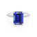 LIVELY - Emerald Blue Sapphire & Diamond Platinum Petite Hidden Halo Pavé Shoulder Set Ring