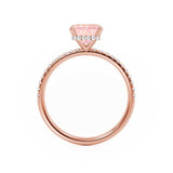 LIVELY - Chatham® Emerald Champagne Sapphire & Diamond 18k Rose Gold Petite Hidden Halo Pavé Shoulder Set Ring