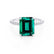 LIVELY - Green Emerald & Diamond Platinum Petite Hidden Halo Pavé Shoulder Set Ring