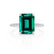 LIVELY - Green Emerald & Diamond Platinum Petite Hidden Halo Pavé Shoulder Set Ring