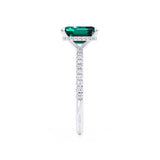 LIVELY - Chatham® Green Emerald & Diamond 18k White Gold Petite Hidden Halo Pavé Shoulder Set Ring