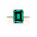 LIVELY - Green Emerald & Diamond 18k Yellow Gold Petite Hidden Halo Pavé Shoulder Set Ring
