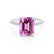 LIVELY - Chatham® Emerald Pink Sapphire & Diamond 18k White Gold Petite Hidden Halo Pavé Shoulder Set Ring