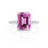 LIVELY - Chatham® Emerald Pink Sapphire & Diamond 18k White Gold Petite Hidden Halo Pavé Shoulder Set Ring