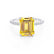 LIVELY - Emerald Yellow Sapphire & Diamond 18k White Gold Petite Hidden Halo Pavé Shoulder Set Ring