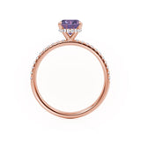 LIVELY - Chatham® Oval Alexandrite 18k Rose Gold Petite Hidden Halo Pavé Shoulder Set Ring