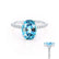 LIVELY - Oval Aqua Spinel 18k White Gold Petite Hidden Halo Pavé Shoulder Set Ring