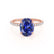 LIVELY - Oval Blue Sapphire 18k Rose Gold Petite Hidden Halo Pavé Shoulder Set Ring