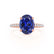 LIVELY - Oval Blue Sapphire 18k Rose Gold Petite Hidden Halo Pavé Shoulder Set Ring