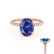 LIVELY - Oval Blue Sapphire 18k Rose Gold Petite Hidden Halo Pavé Shoulder Set Ring
