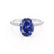 LIVELY - Oval Blue Sapphire 950 Platinum Petite Hidden Halo Pavé Shoulder Set Ring