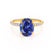 LIVELY - Oval Blue Sapphire 18k Yellow Gold Petite Hidden Halo Pavé Shoulder Set Ring