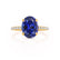 LIVELY - Oval Blue Sapphire 18k Yellow Gold Petite Hidden Halo Pavé Shoulder Set Ring