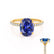 LIVELY - Oval Blue Sapphire 18k Yellow Gold Petite Hidden Halo Pavé Shoulder Set Ring