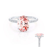 LIVELY - Chatham® Oval Champagne Sapphire 950 Platinum Petite Hidden Halo Pavé Shoulder Set Ring
