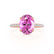 LIVELY - Oval Pink Sapphire 18k Rose Gold Petite Hidden Halo Pavé Shoulder Set Ring