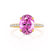 LIVELY - Oval Pink Sapphire 18k Yellow Gold Petite Hidden Halo Pavé Shoulder Set Ring