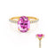 LIVELY - Oval Pink Sapphire 18k Yellow Gold Petite Hidden Halo Pavé Shoulder Set Ring