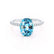 LIVELY - Oval Aqua Spinel 18k White Gold Petite Hidden Halo Pavé Shoulder Set Ring