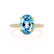 LIVELY - Oval Aqua Spinel 18k Yellow Gold Petite Hidden Halo Pavé Shoulder Set Ring
