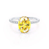 LIVELY - Chatham® Oval Yellow Sapphire 18k White Gold Petite Hidden Halo Pavé Shoulder Set Ring