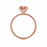 LIVELY - Chatham® Princess Champagne Sapphire 18k Rose Gold Petite Hidden Halo Pavé Shoulder Set Ring