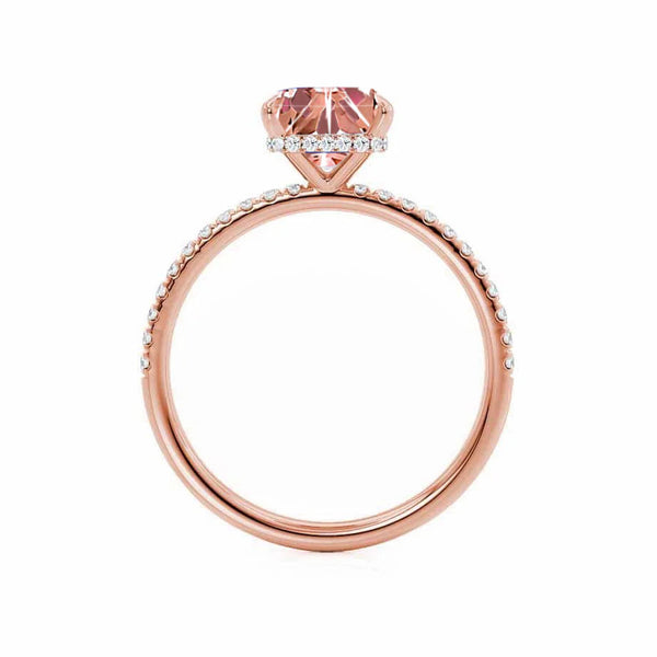 LIVELY - Chatham® Princess Champagne Sapphire 18k Rose Gold Petite Hidden Halo Pavé Shoulder Set Ring