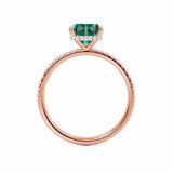 LIVELY - Chatham® Princess Emerald 18k Rose Gold Petite Hidden Halo Pavé Shoulder Set Ring