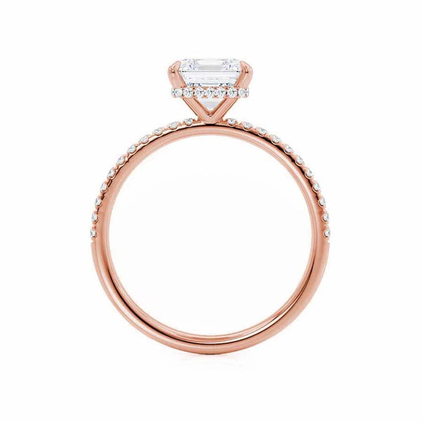 LIVELY - Princess Lab Diamond 18k Rose Gold Petite Hidden Halo