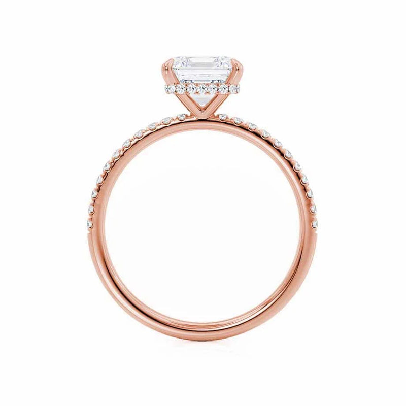 LIVELY - Princess Lab Diamond 18k Rose Gold Petite Hidden Halo