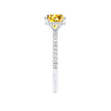 LIVELY - Chatham® Princess Yellow Sapphire 950 Platinum Petite Hidden Halo Pavé Shoulder Set Ring