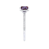 LIVELY - Chatham® Princess Alexandrite 950 Platinum Petite Hidden Halo Pavé Shoulder Set Ring
