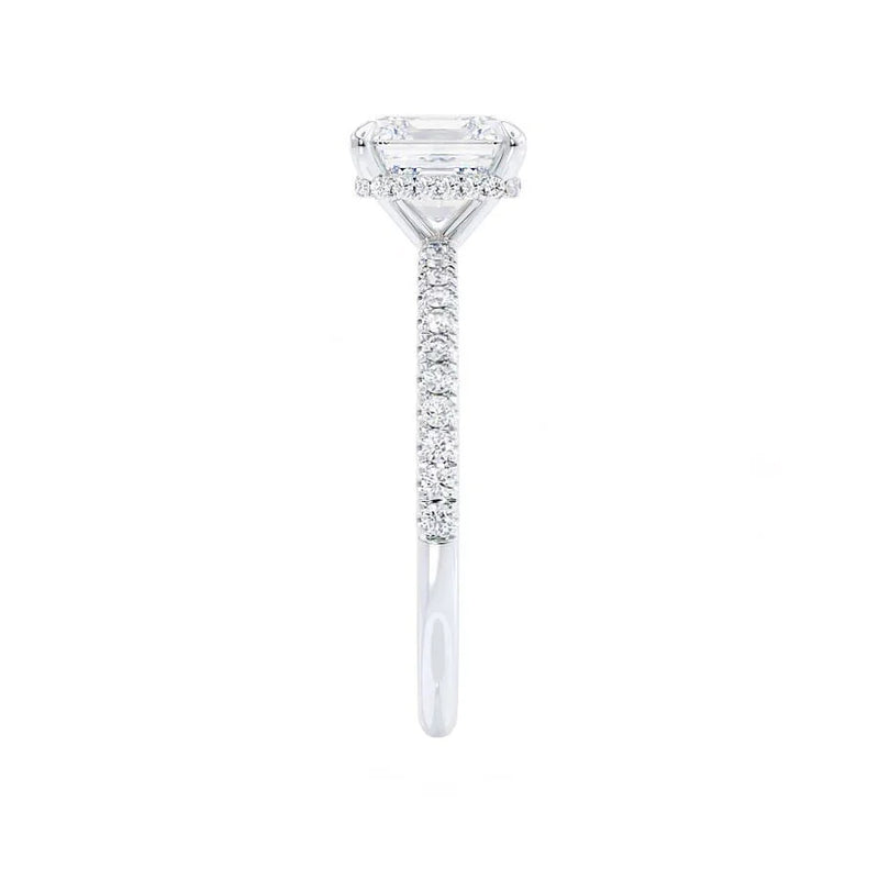 LIVELY - Princess Lab Diamond 18k White Gold Petite Hidden Halo