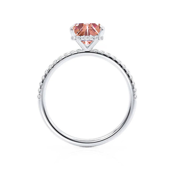 LIVELY - Chatham® Princess Champagne Sapphire 950 Platinum Petite Hidden Halo Pavé Shoulder Set Ring