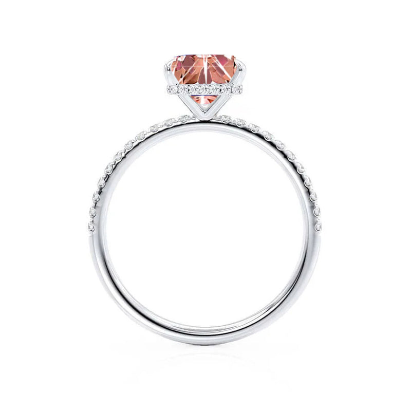 LIVELY - Chatham® Princess Champagne Sapphire 950 Platinum Petite Hidden Halo Pavé Shoulder Set Ring