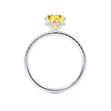 LIVELY - Chatham® Princess Yellow Sapphire 950 Platinum Petite Hidden Halo Pavé Shoulder Set Ring