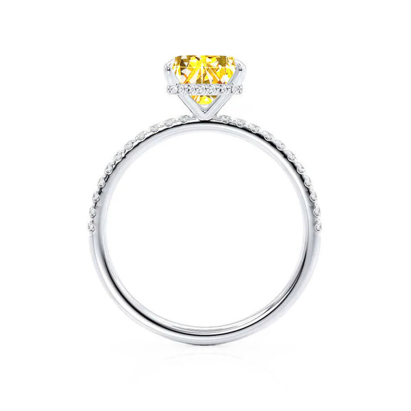 LIVELY - Chatham® Princess Yellow Sapphire 950 Platinum Petite Hidden Halo Pavé Shoulder Set Ring