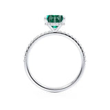 LIVELY - Chatham® Princess Emerald 950 Platinum Petite Hidden Halo Pavé Shoulder Set Ring